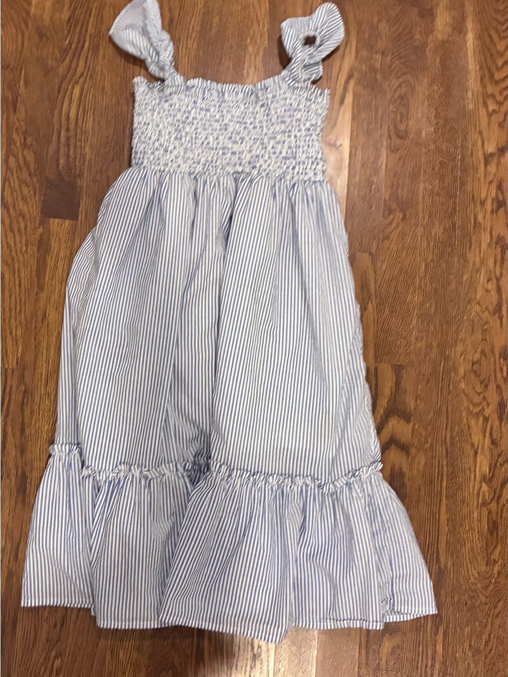 Crewcuts Blue & White Striped Smocked Midi Dress